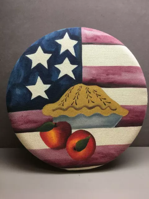 Apple Pie American Flag Canvas Top Hat Box Wood Bottom New With Tag