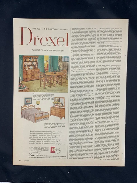 Magazine Ad* - 1954 - Drexel Furniture - Mid Century Modern - Traditional