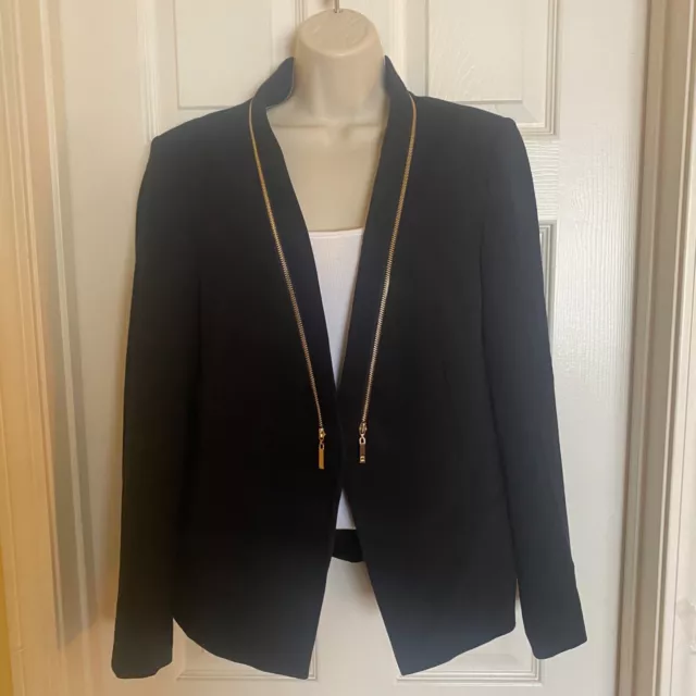 Ivanka Trump Blazer Black with Gold Zipper Detailing EUC Size 12