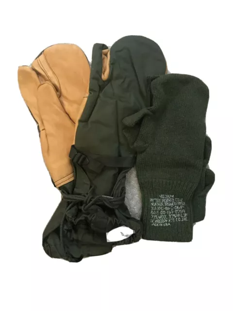 US Military Medium Cold Weather Trigger Finger Mittens w/liners Size  Medium NEW