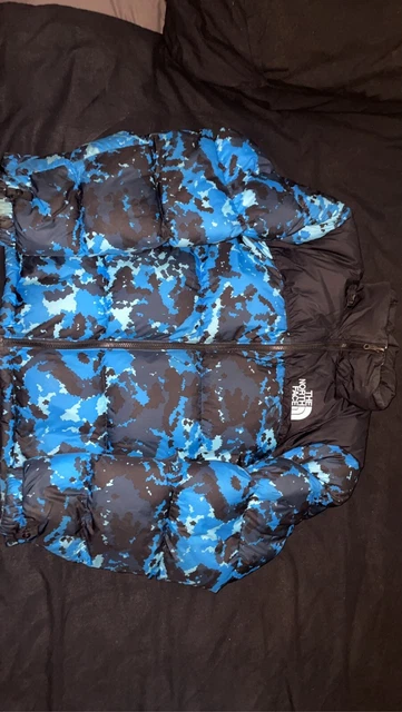 North Face Camo Blue 1996 Retro Nuptse Puffer Jacket Down Size L