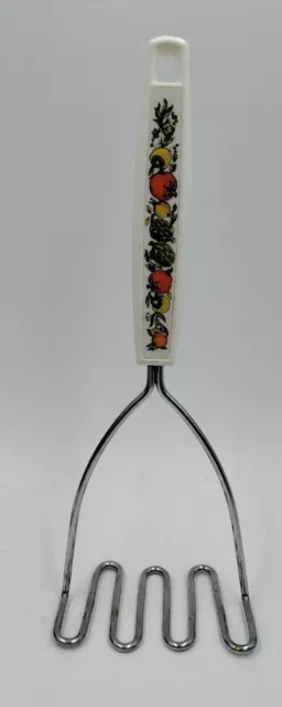 Vintage EKCO Spice of Life Pattern Potato Vegetable Masher Stainless Steel
