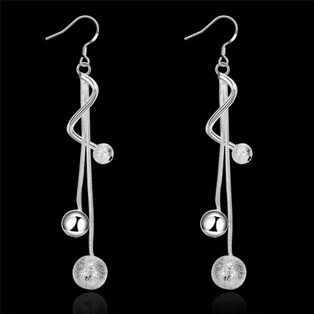 Romantic Silver Ball Dangle Earring for Women Twist Sanding Smooth Jewelry Gift