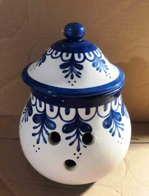 VASETTO PORTA CIPOLLA Aglio In Ceramica Decorata Con Coperchio Altezza Cm  21 EUR 16,00 - PicClick IT