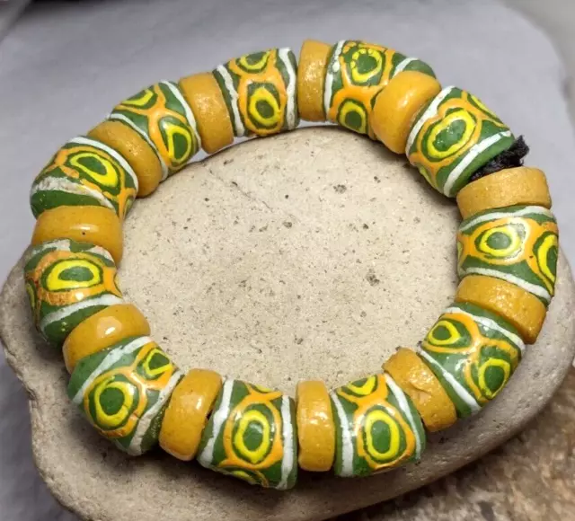 Vintage African Trade Bead Painted Glass Bracelet