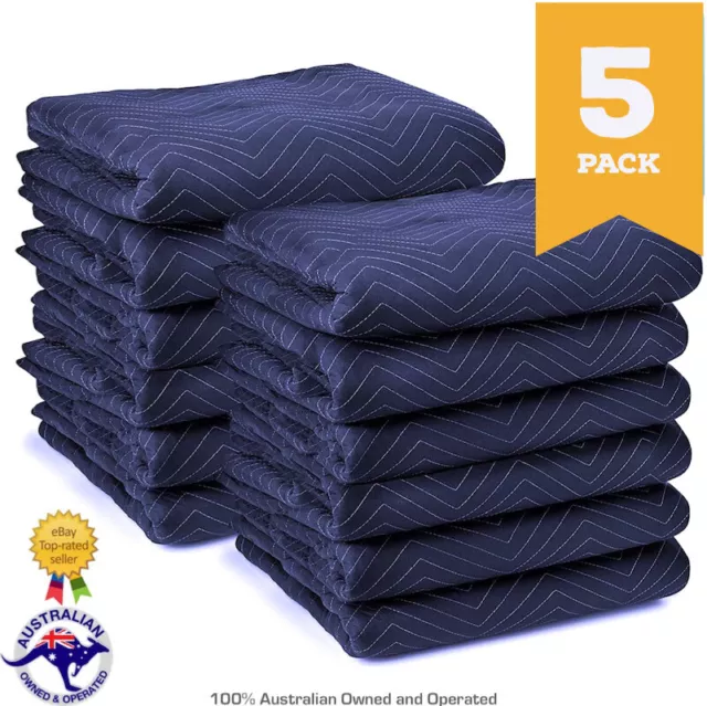 5 PACK Heavy Duty 1.8m x 3.4m Quilted Moving Blankets Furniture Removalist Pads