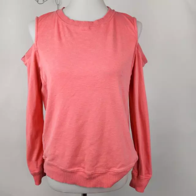 Caslon Orange Cold Shoulder Long Sleeve Sweatshirt Top Womens M