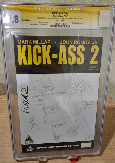 Kick-Ass 2 #7 CGC 9.8 SS Sketch JRJR and Millar! Partial Blank Variant