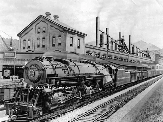 Norfolk & Western 1200 Steam Locomotive Photo  2-6-6-4 N & W Railroad Train