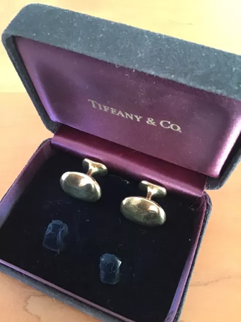 Neuwertige 18 Karat Gelbgold Tiffany Manschettenknöpfe „Bohne“ von Elsa Peretti