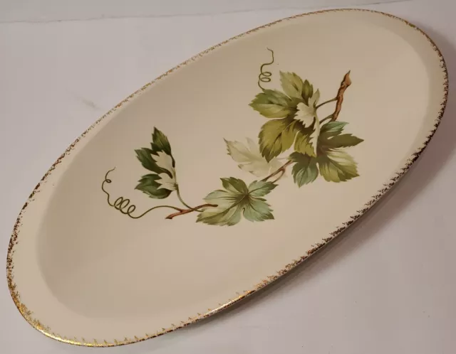 Vintage Edwin M Knowles china XL oval serving platter grapevine USA 14" RARE HTF