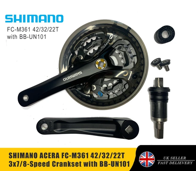 Shimano FC-M361 - Pédalier 8 Vitesses 42/32/22T - 175mm - Noir