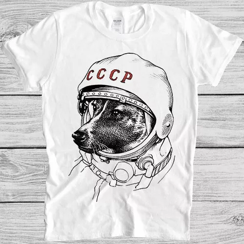 Laika T Shirt Astronaut Dog Russia Drawing Art Gft Tee 444