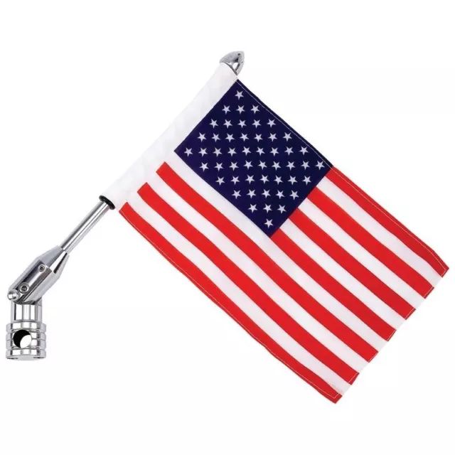 Rear Motorcycle American Flag USA w/Aluminum Flag Pole Mount Fit For Universal