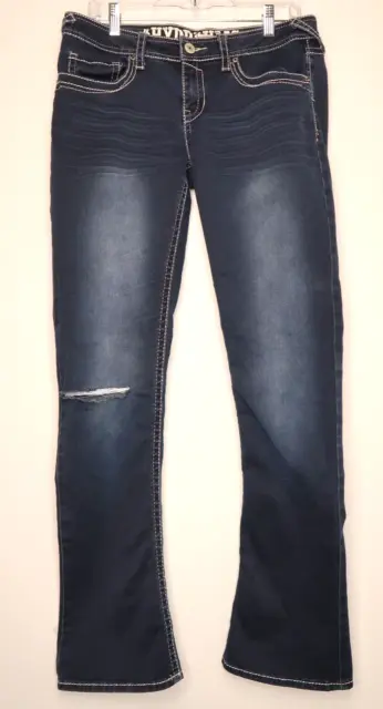Hydraulic Lola Micro Boot Jeans Womens Stretch Blue Denim Size 11/12 Distressed