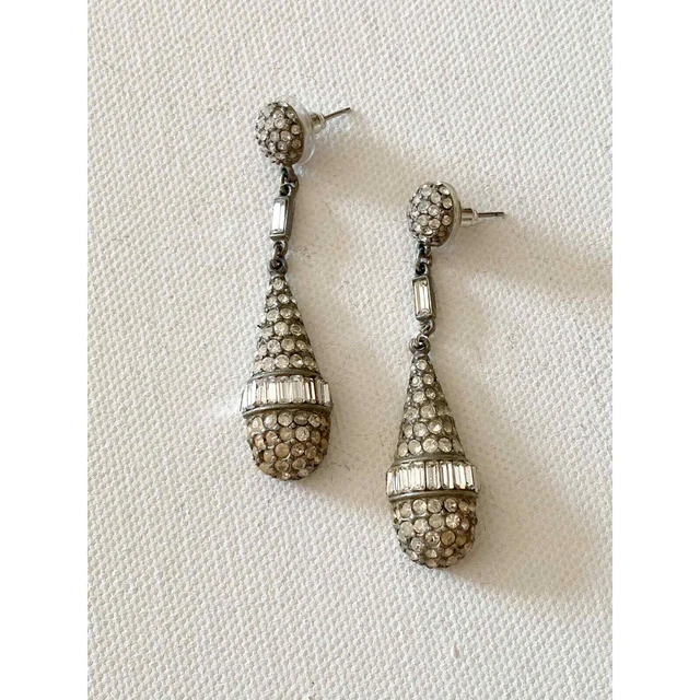 Ben-Amun Deco Crystal Teardrops Antique Silver Plated Pewter Swarovski $205 Ben-Amun Deco Crystal Teardrops Antique Silver Plated Pewter Swarovski $205