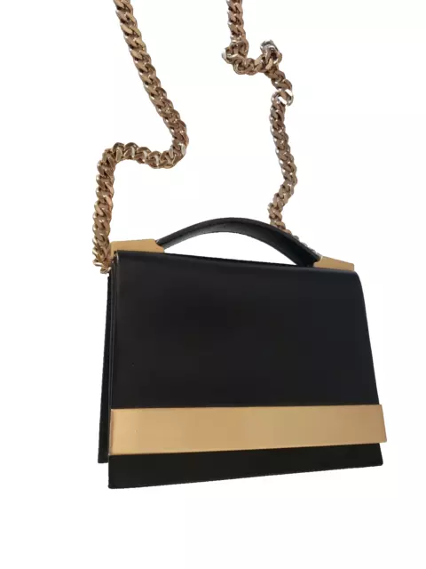 Brian Atwood "Ava" Black Leather & Gold  Hardware Bag 2