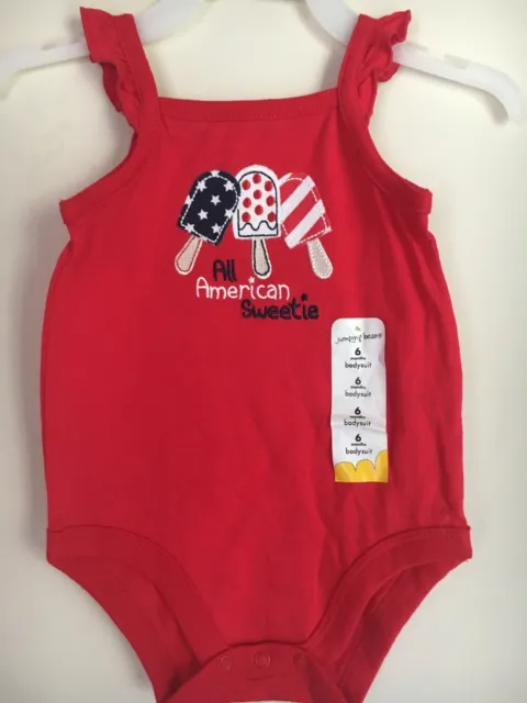 4th of July One Piece Bodysuit for Baby Girls USA America Jumping Beans 6 months