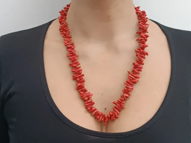 collana donna naturale corallo rosso di Sardegna autentica argento bianco 925