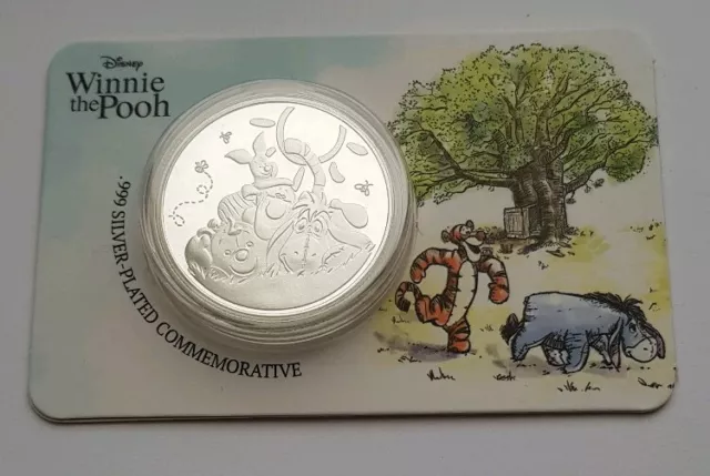 Disney 2019 Winnie the Pooh Bear & Friends Silver Plated Medal Coin in Card