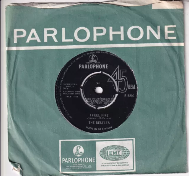 The Beatles..i Feel Fine..excellent 1964 Parlophone Pop / Beat 7"..R 5200