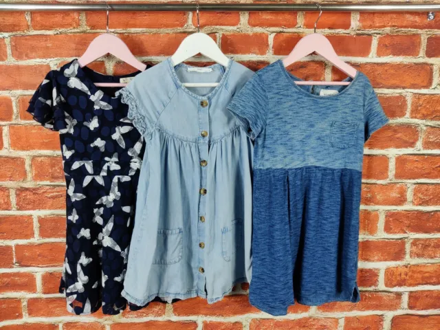 Girls Bundle Age 5-6 Years Next M&S Yumi Short Sleeve Dress Blue Denim Set 116Cm