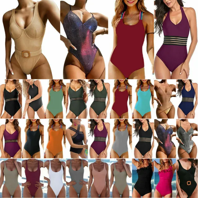 WOMEN ONE-PIECE HIGH Cut Thong Bodysuit Bikini Monokini Swimsuit Bathing  Swimwea £5.99 - PicClick UK