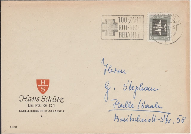 Schöner Geschäftsbrief Leipzig, EF 609, Werbestempel Rotes Kreuz, Drucksache