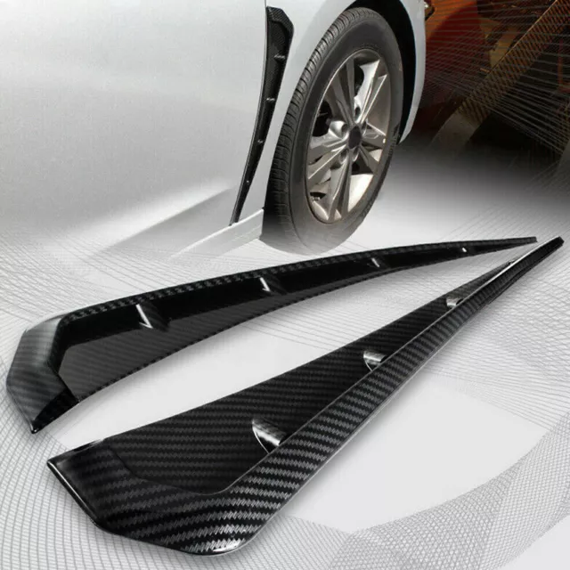 Universal 3D Carbon Fiber Car Fender Blade Side Shark Gills Vent Trims Cover New