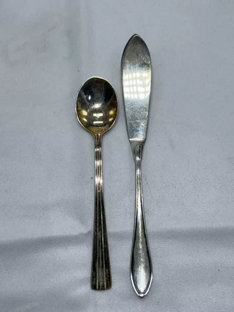 Made in Sweden J Axel Jansson Tiny Spoon & EPR Butter Knife Silver Plated