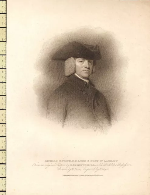 1809 Georgiano con Fecha Estampado ~ Richard Watson Retrato D. D Señor Obispo De