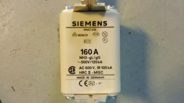 Fusibile Siemens 160A 500V 3Na3 236 / #D M6L 6728