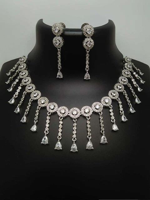Ethnic Indian Fine Jewelry Bollywood Bridal Gold Plated Earrings AD Necklace Set