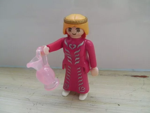 Playmobil figurine personnage femme fille princesse chateau + cruche rose