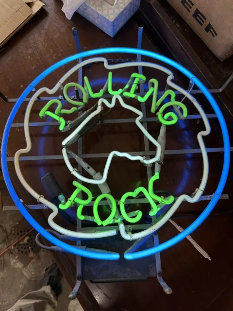 Vintage Rare Rolling Rock Beer Neon Sign    21” x 21”