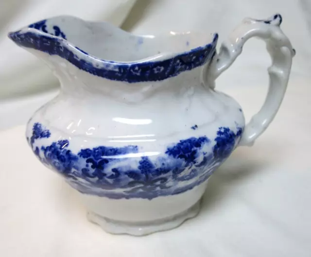 Antique 1890s Alexander Semi Porcelain England Flow Blue Creamer Holds 10 Ounces