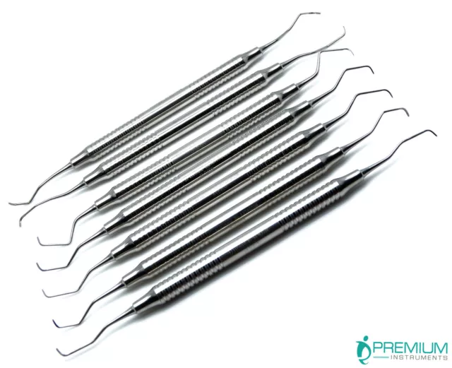 Dental Periodontal Gracey Curettes 1/2-13/14 Hollow Double End Instruments 7 Pcs