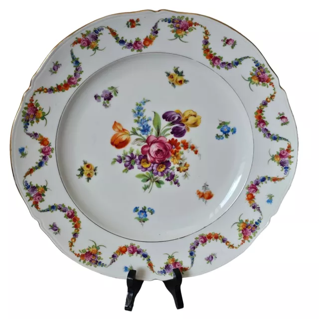 1930s Epiag China Floral Swag Round Serving Platter 13" vintage porcelain plate