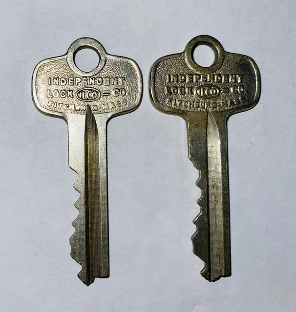 (2) Key Independent Lock Co. Fitchburg Mass. Ilco Usa Stars Keys