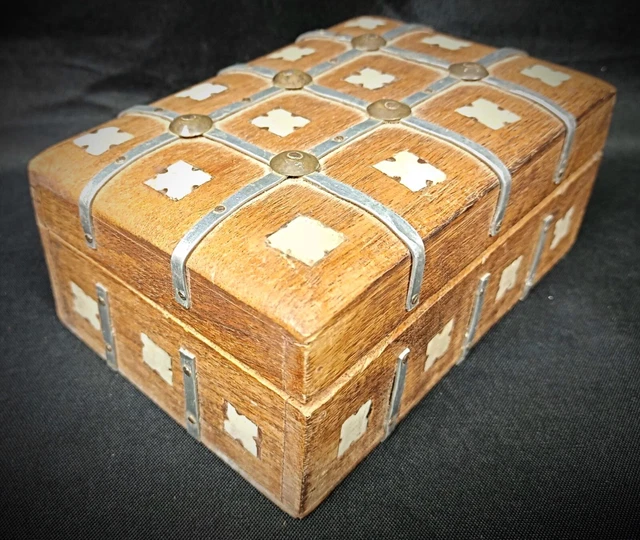 Ancien XXème belle boîte à bijoux en bois marqueterie