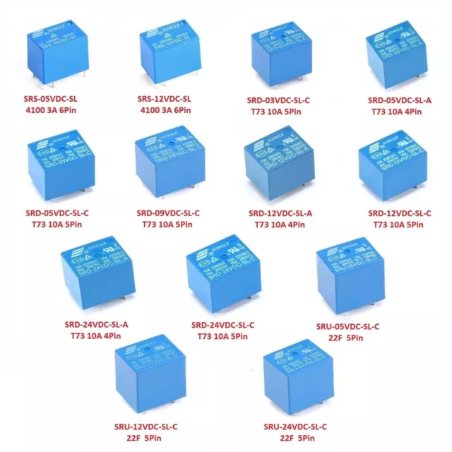 3V / 5V / 9V / 12V / 24V DC Various Mini Power Relays 4-Pin 5-Pin 6-Pin 8-Pin