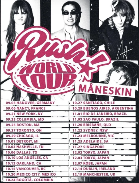 Maneskin Hannover 2 Tickets Front of Stage am 03.09.23