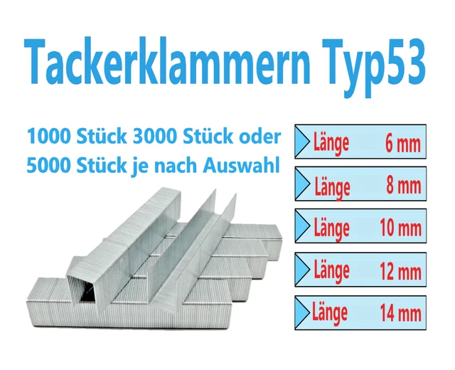 5000 Stück Tackerklammern Typ 53 Länge: 8 mm Breite