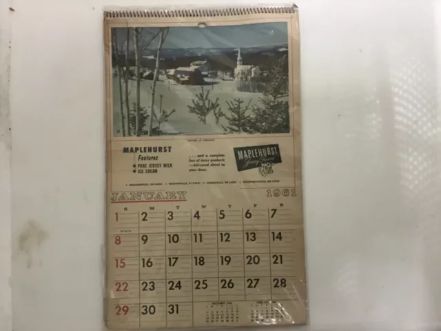 Maplehurst Jersey Farms Noblesville Indiana Calender 1961