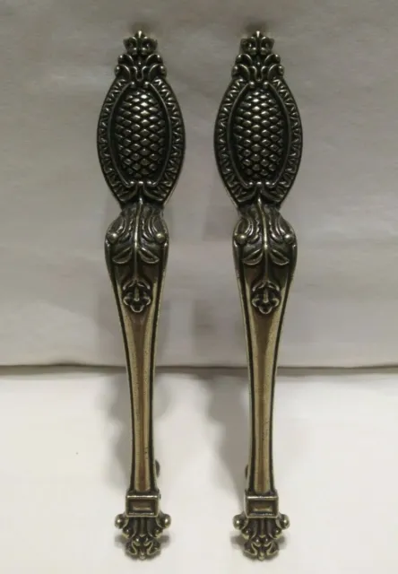 Pair of Two Metal Brass Gold Decorative Vintage Style Furniture Door Handles