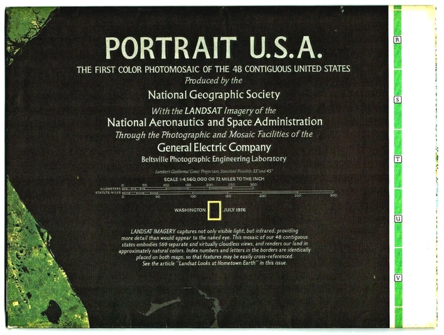 ⫸ 1976-7 July Portrait USA National Geographic Map Photomosaic 48 States - A3