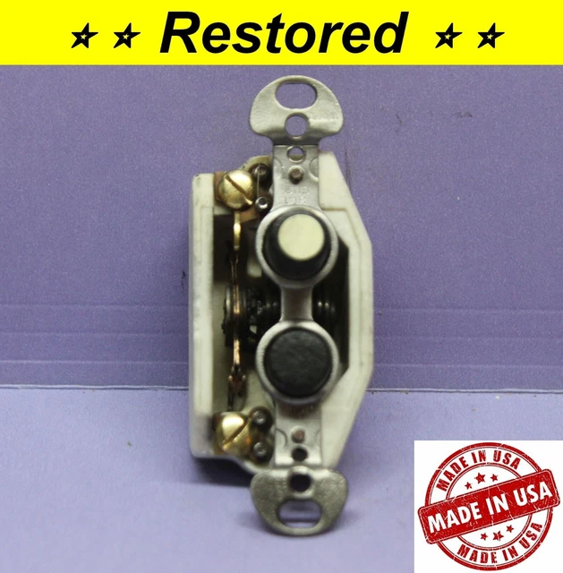 VINTAGE PUSH BUTTON Light Switch, SinglePole ON/OFF Porcelain