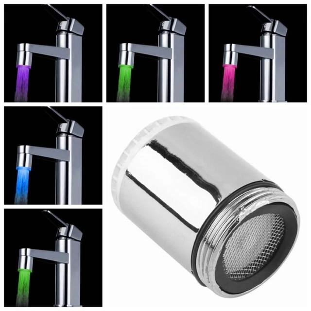 Grifo de agua con sensor de temperatura de luz led con sensor de temperatura azul rojo verde ducha de cocina