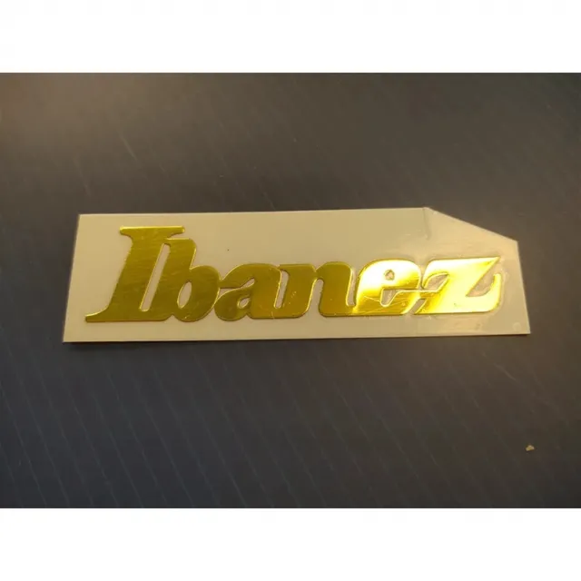 2Pcs lbanez Guitar Golden Headstock Neck Head Logo Self-Adhesive Metal Stickers