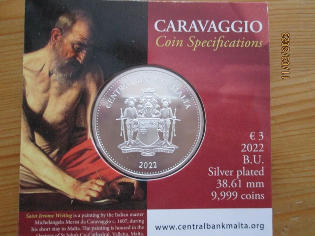 Malta - 3 Euro 2022 Caravaggio Coincard farbig 2